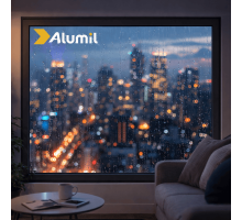 Алюминиевое окно из термоизолированного профиля ALUMIL S77 глухое 1600*1600 мм антрацит