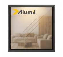 Алюминиевое окно из термоизолированного профиля ALUMIL S77 глухое 1700*1700 мм антрацит