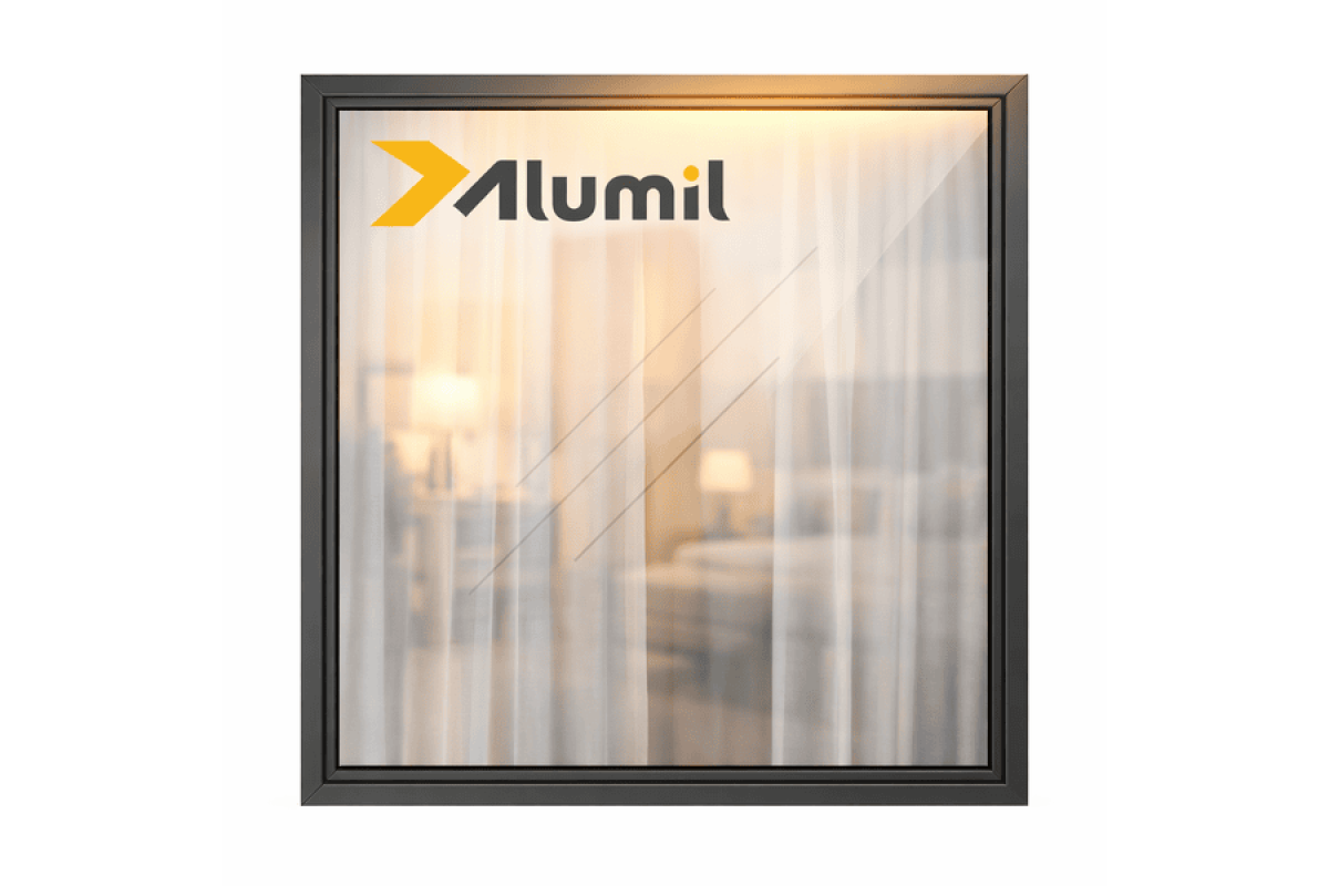 Алюминиевое окно из термоизолированного профиля ALUMIL S77 глухое 1800*1800 мм антрацит