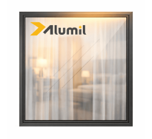Алюминиевое окно из термоизолированного профиля ALUMIL S77 глухое 1800*1800 мм антрацит