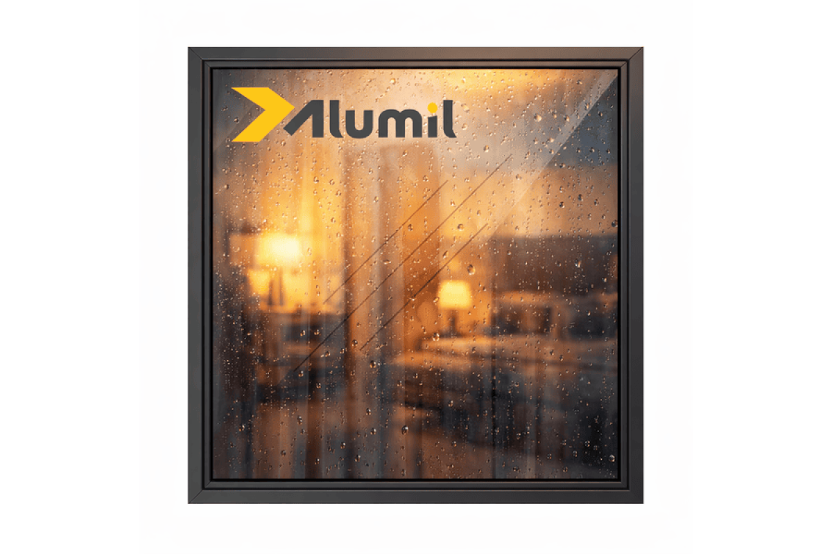 Алюмінієве вікно з термоізольованого профілю ALUMIL S77 глухе 1600*1500 мм антрацит