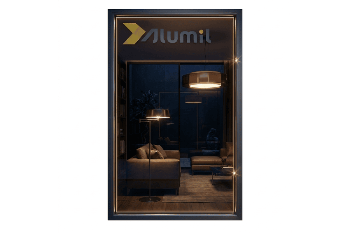 Алюмінієве вікно з термоізольованого профілю ALUMIL S77 глухе 1800*900 мм антрацит