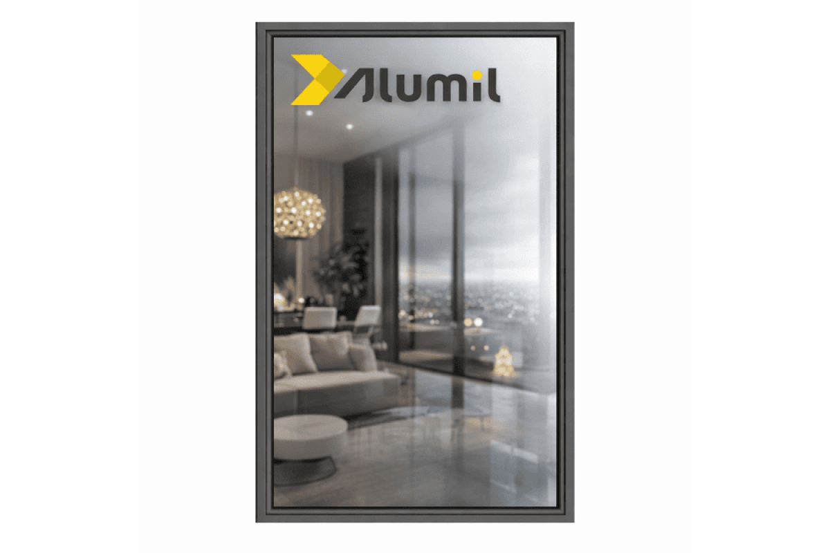 Алюминиевое окно из термоизолированного профиля ALUMIL S77 глухое 2000*900 мм антрацит