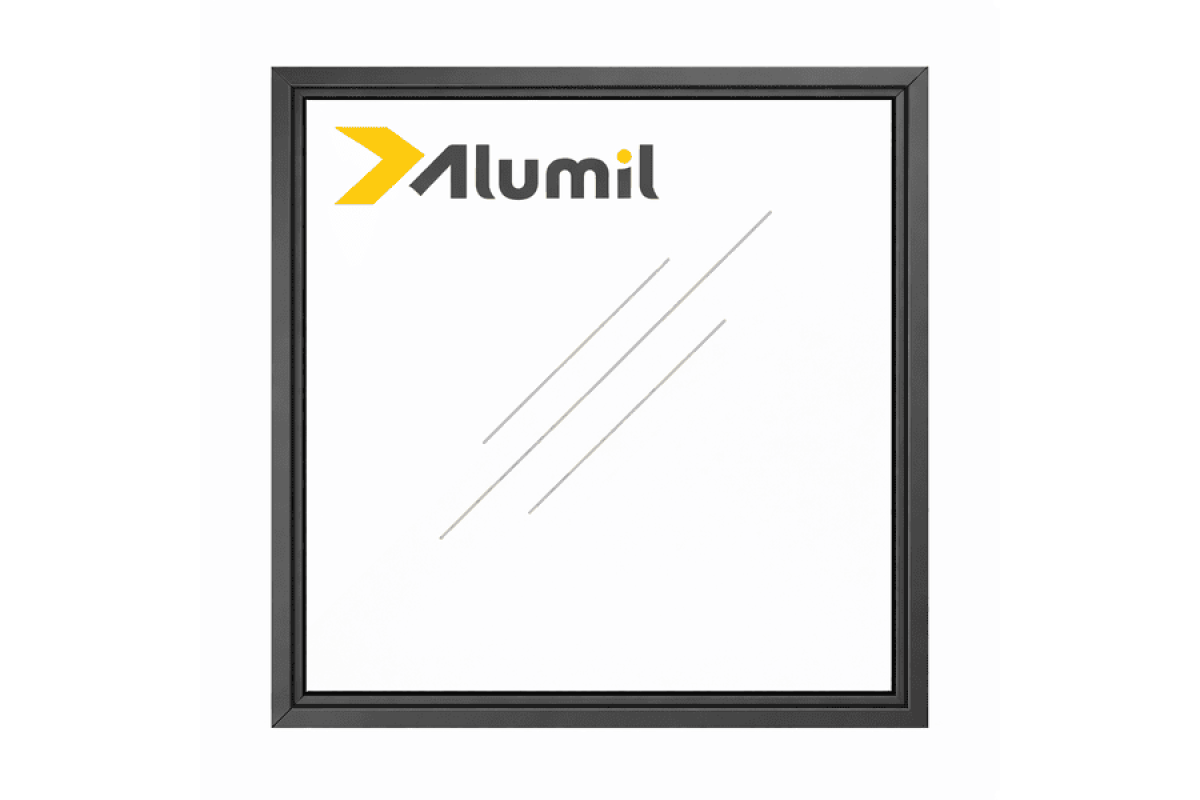 Алюминиевое окно из термоизолированного профиля ALUMIL S77 глухое 1500*1500 мм антрацит