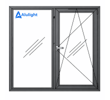 Алюмінієве вікно з терморозривом профіль AluLight W76 двостулкове з одною поворотно-відкидною стулкою 1800*1340 мм антрацит