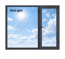 Алюмінієве вікно з терморозривом профіль AluLight W76 двостулкове з одною поворотно-відкидною стулкою 2050*1400 мм антрацит