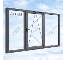 Алюмінієве вікно з терморозривом профіль AluLight W76 тристулкове з одною поворотно-відкидною стулкою 2200*1450 мм антрацит