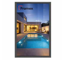 Алюминиевое окно из теплого профиля Framex FT 72 глухое 2700*1500 мм антацит