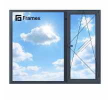 Алюмінієве вікно з теплого профілю Framex FT 72 двостулкове з одною поворотно-відкидною стулкою 2200*1600 мм антрацит