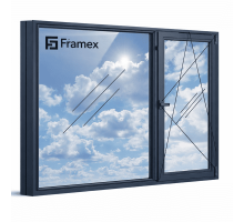 Алюминиевое окно из теплого профиля Framex FT 72 двостулкове з одною поворотно-відкидною стулкою 1200*1800 мм антацит