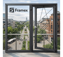 Алюминиевое окно из теплого профиля Framex FT 72 двостулкове з одною поворотно-відкидною стулкою 1400*1400 мм антацит