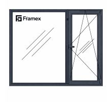Алюминиевое окно из теплого профиля Framex FT 72 двостулкове з одною поворотно-відкидною стулкою 1800*1300 мм антацит