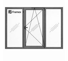Алюминиевое окно из теплого профиля Framex FT 72  трехстворчатое с одной поворотно-откидной створкой 2150*1400 мм антрацит