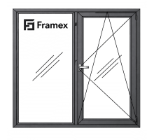 Алюминиевое окно из теплого профиля Framex FT 72 двостулкове з одною поворотно-відкидною стулкою 1300*1350 мм антацит