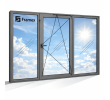 Алюминиевое окно из теплого профиля Framex FT 72  трехстворчатое с одной поворотно-откидной створкой 2000*1400 мм антрацит