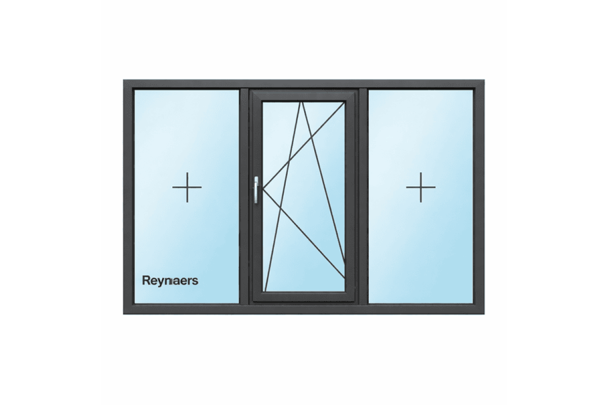 Алюминиевое окно Reynaers CS 77 с теплоизоляцией поворотно-откидное 3200*1700 мм антрацит RAL 7016