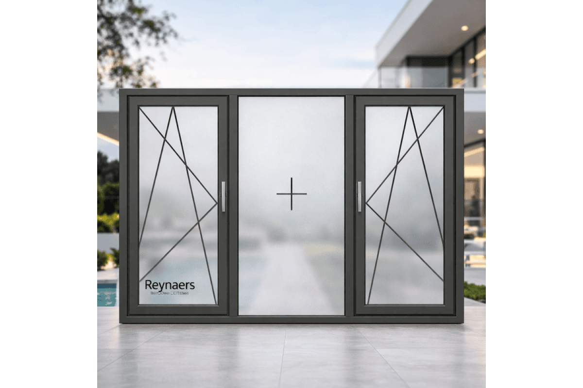 Алюмінієве вікно Reynaers MasterLine 8 HI+ з підвищеною теплоізоляцією поворотно-відкидне 2500*1700 мм антрацит RAL 7016