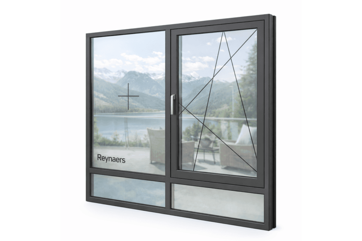 Алюмінієве вікно Reynaers MasterLine 8 HI+ з підвищеною теплоізоляцією поворотно-відкидне 1600*1800 мм антрацит RAL 7016