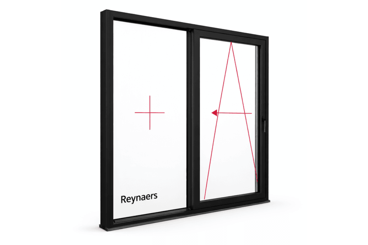 Алюминиевая параллельно раздвижная система Reynaers CS 77 с теплоизоляцией 1800*2500 мм черный матовый RAL 9005