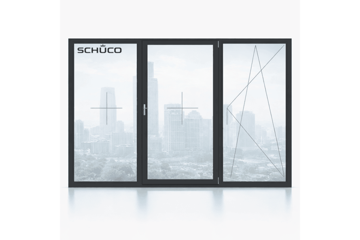Алюмінієве вікно Schuco AWS 75.SI + з підвищеною теплоізоляцією поворотно-відкидне 2500*1600 мм антрацит RAL 7016