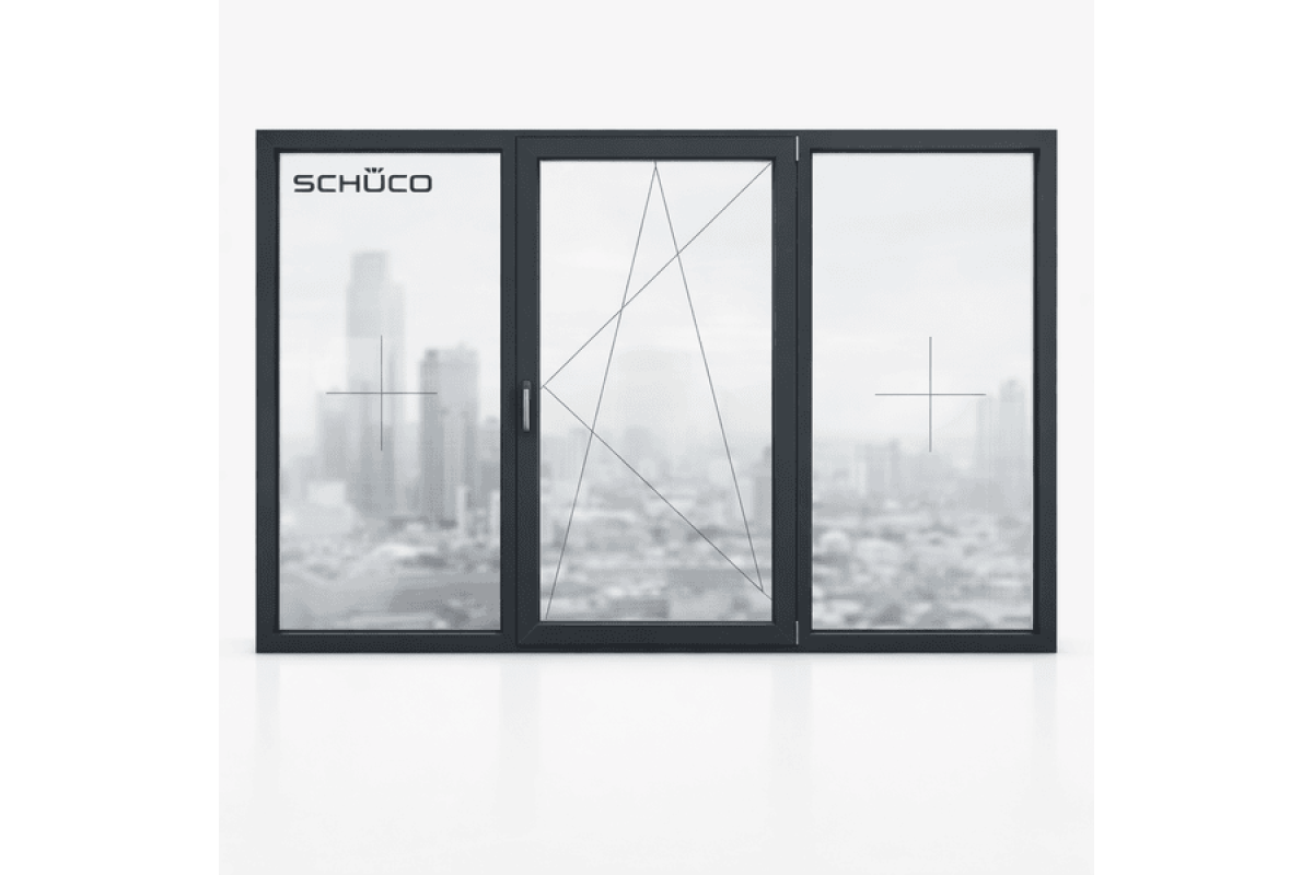 Алюминиевое окно Schuco AWS 75.SI + с повышенной теплоизоляцией поворотно-откидное 2500*1700 мм антрацит RAL 7016