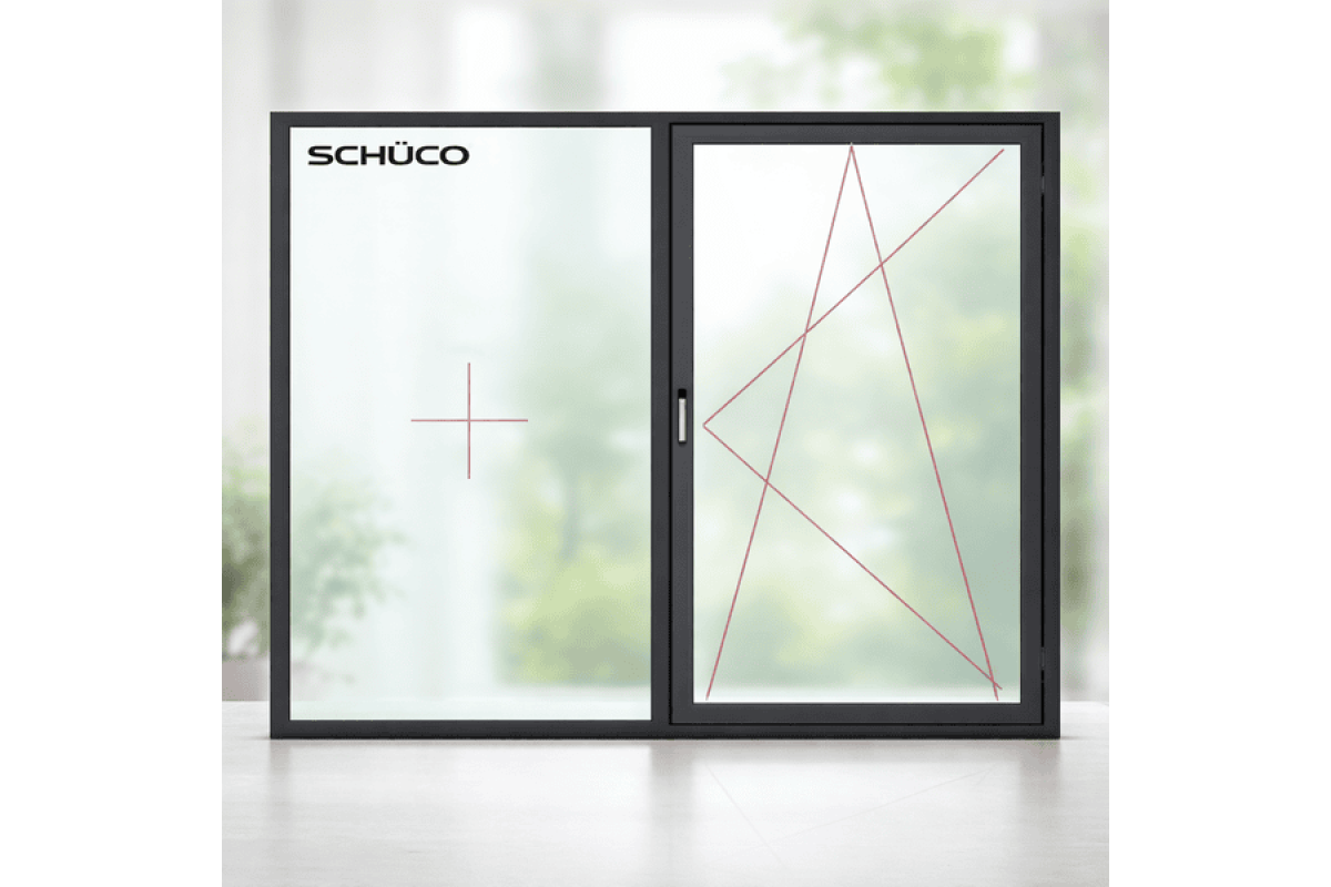 Алюмінієве вікно Schüco AWS 90.SI+ з підвищеною теплоізоляцією поворотно-відкидне 2000*1600 мм антрацит RAL 7016