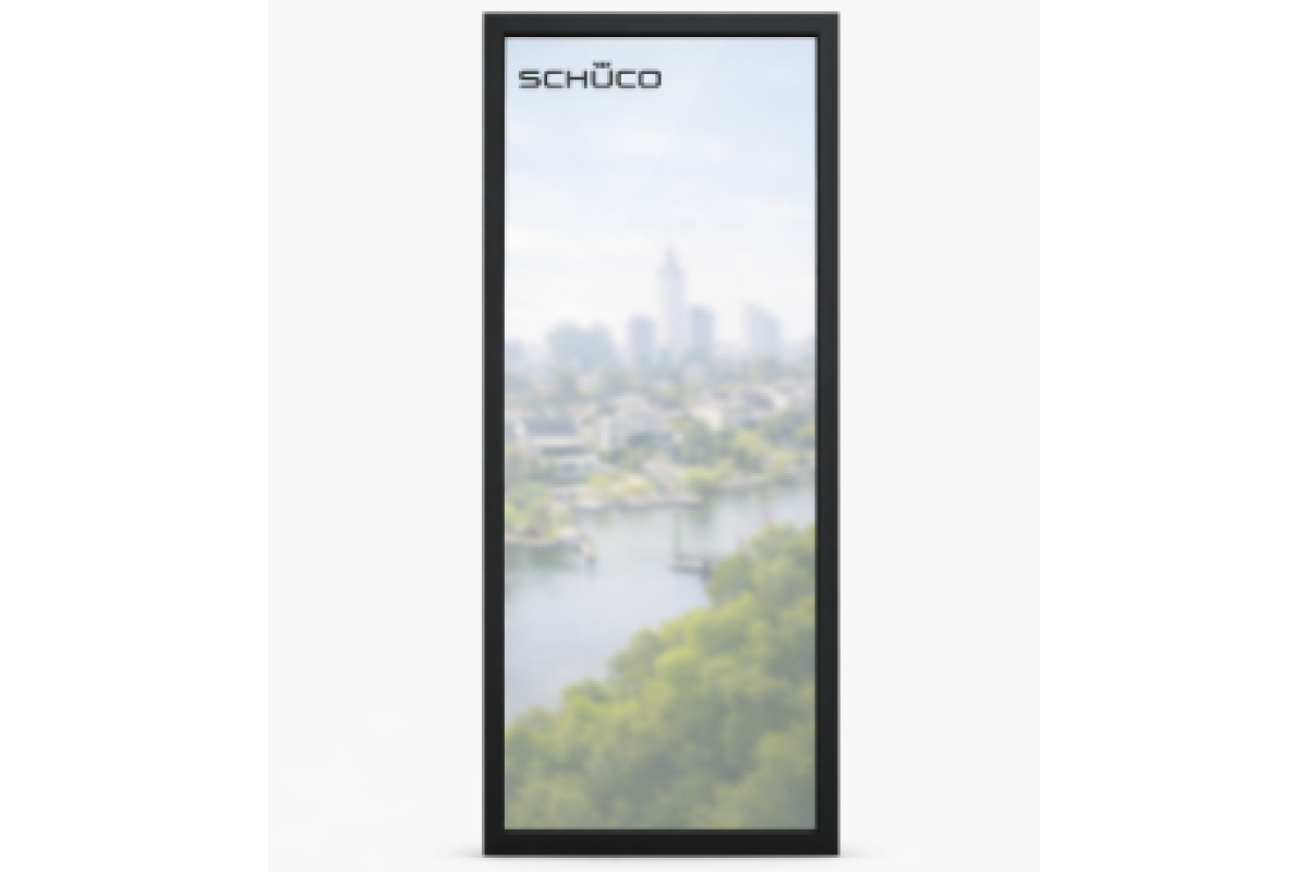 Алюминиевое окно Schuco AWS 75.SI + с повышенной теплоизоляцией панорамное глухое 1000*2200 мм черный матовый RAL 9005