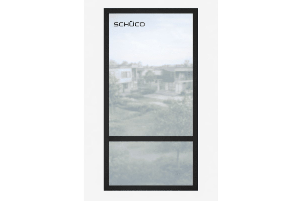 Алюминиевое окно Schuco AWS 75.SI + с повышенной теплоизоляцией панорамное глухое 1200*2400 мм черный матовый RAL 9005