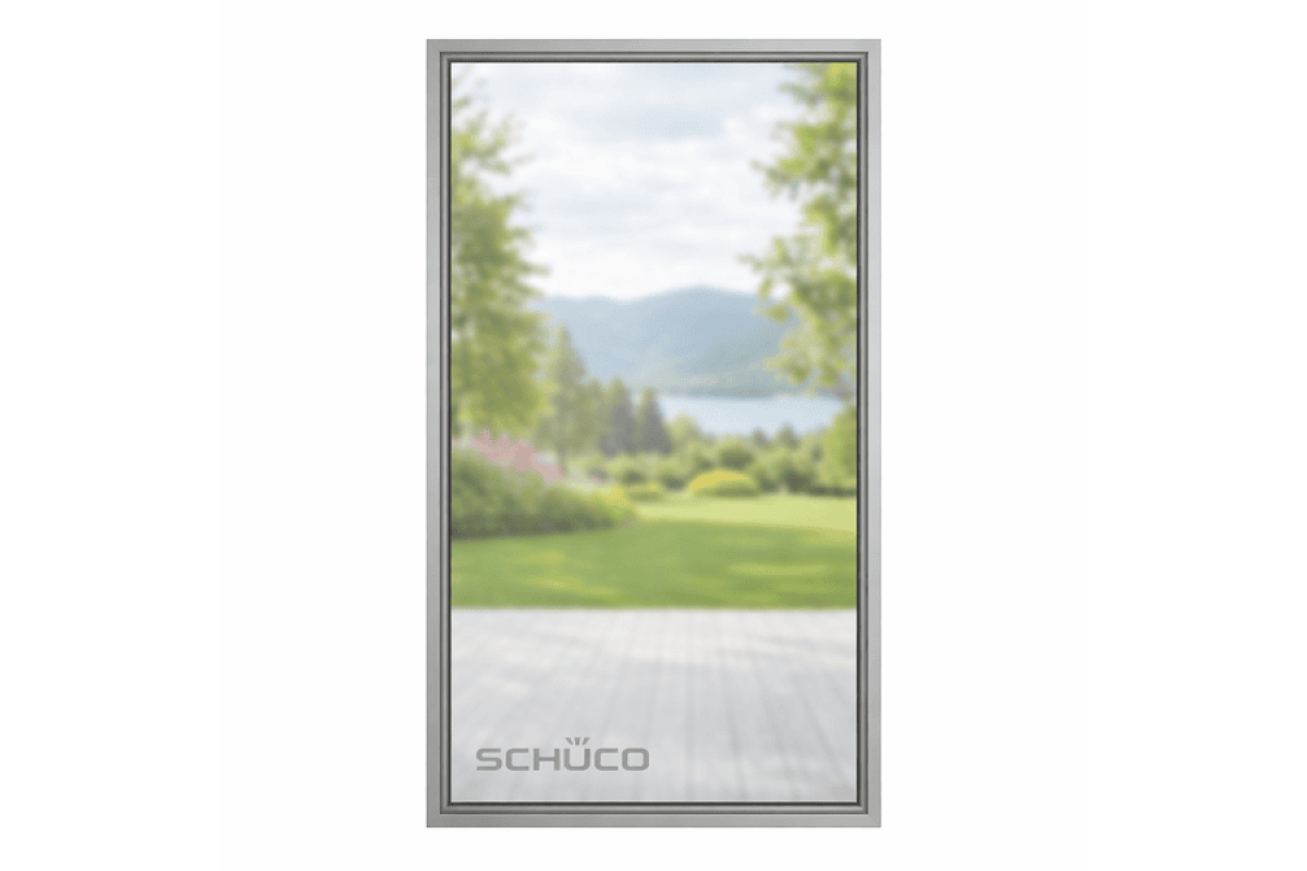 Алюминиевое окно Schuco AWS 75.SI + с повышенной теплоизоляцией понорамное глухое 2200*2700 мм серебристый металлик