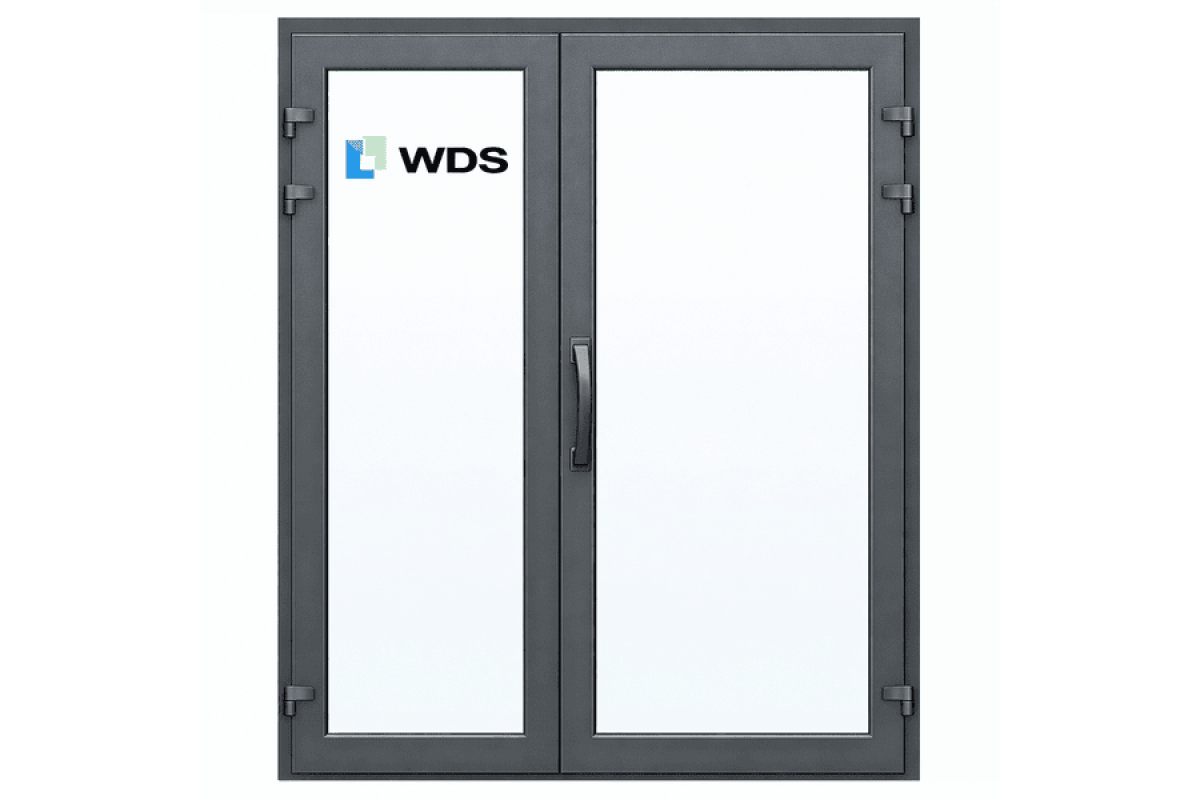 Металопластикові двері ламіновані Антрацит WDS 76MD полуторні з поворотно-відкидною створкою 1200 x 2100 мм