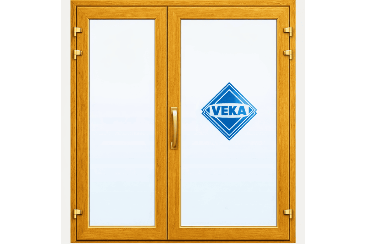 Металопластикові двері ламіновані Дуб Золотий VEKA Softline 82 полуторні з поворотно-відкидною створкою 1300 x 2000 мм