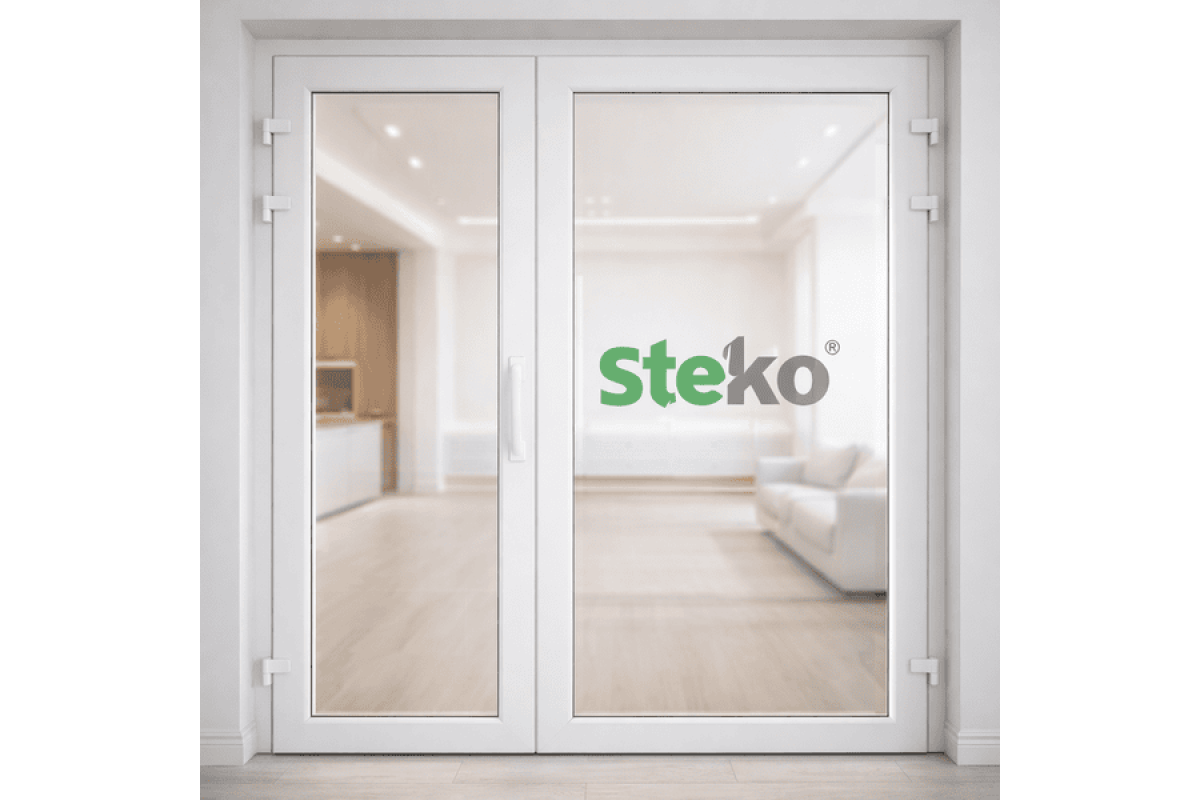 Металлопластиковые двери Steko V62полуторные с поворотно-откидной створкой 1300 x 2000 мм