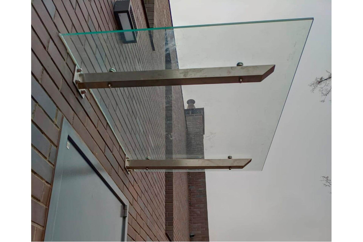 Навіс на тримачах Invisio Aura Glass скло триплекс бронза 1500*1000 мм нержавіюча сталь