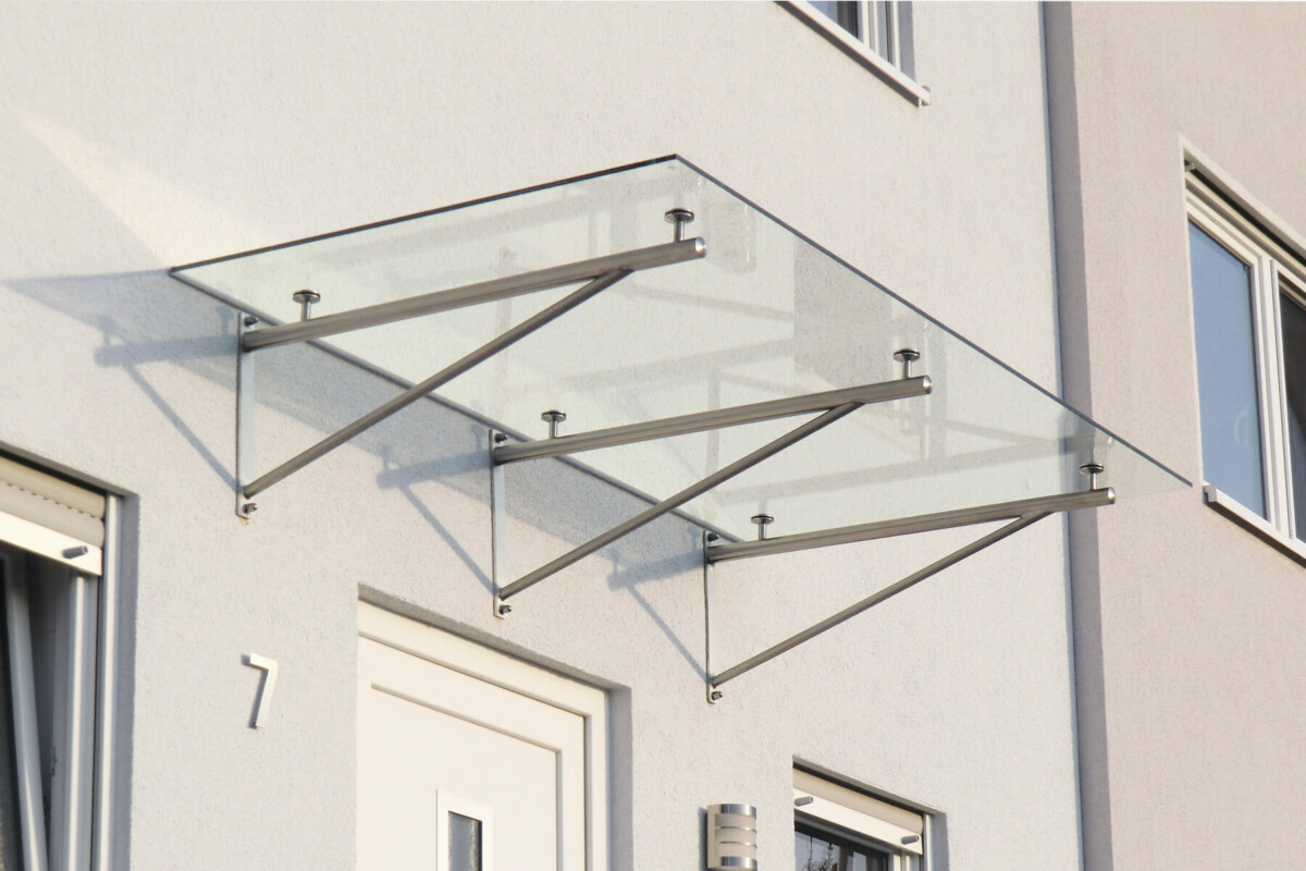 Навіс на тримачах Invisio Aura Glass скло триплекс бронза 1500*1000 мм нержавіюча сталь