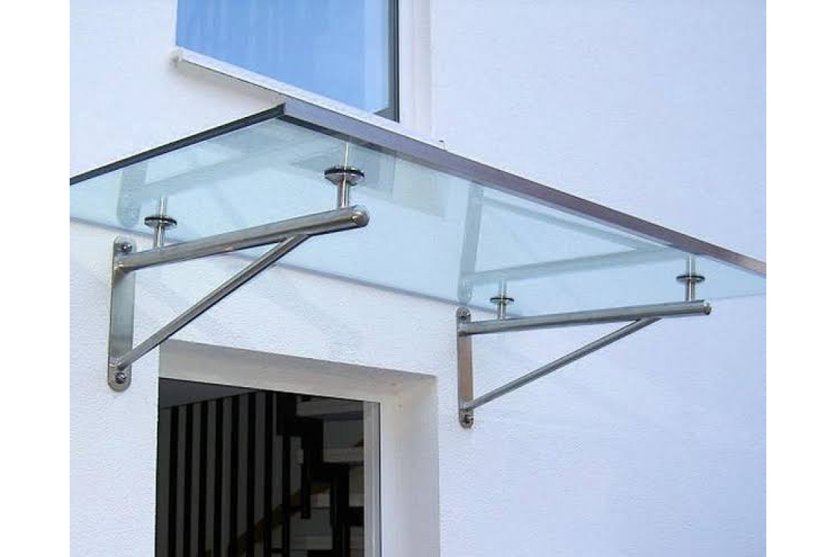 Навіс на тримачах Invisio Aura Glass скло триплекс прозоре 1600*1100 мм нержавіюча сталь