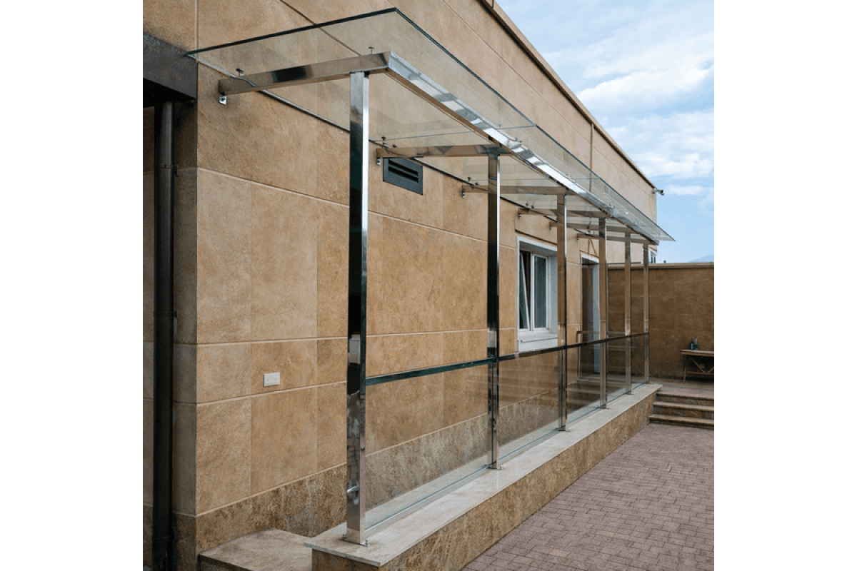 Навіс на каркасі Invisio Crystal Guard скло триплекс бронза 1600*1200 мм чорний