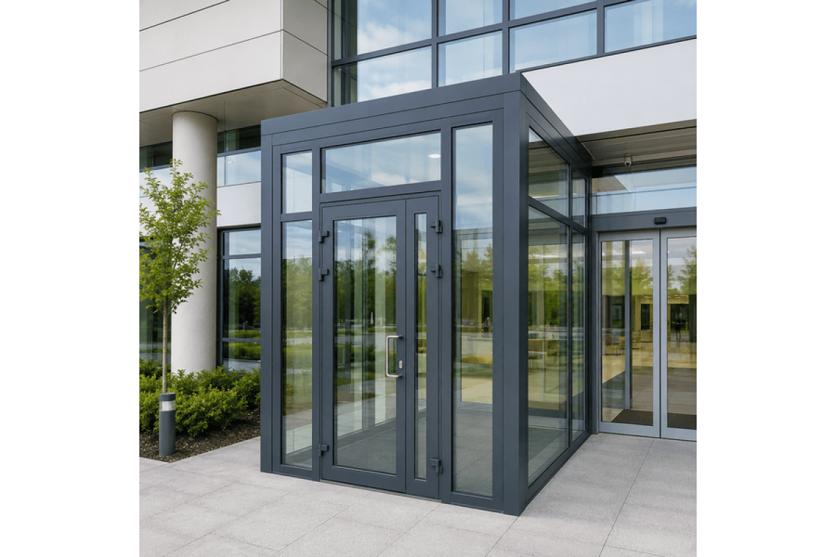 Металопластиковий тамбур REHAU 3300*2500 мм антрацит