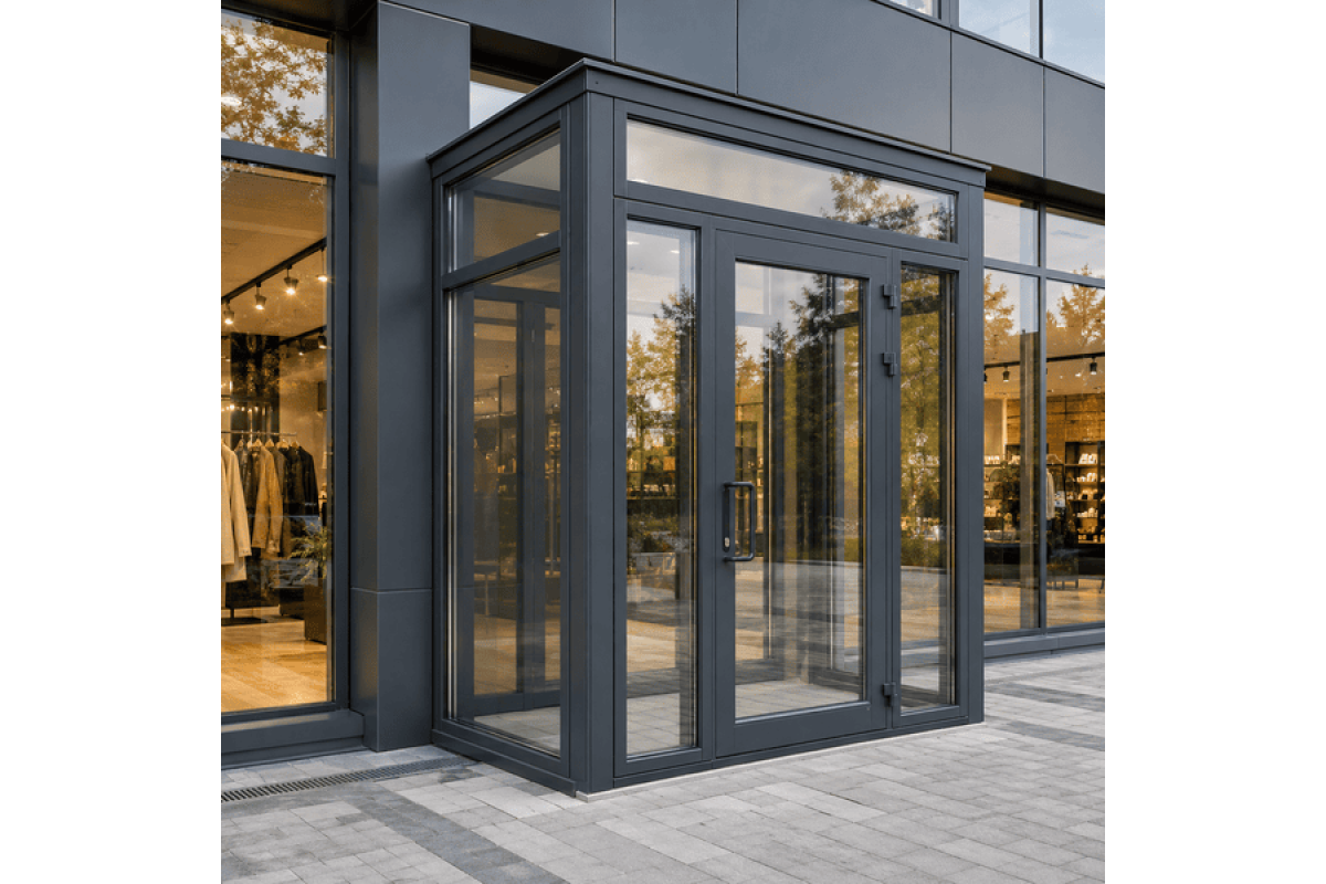 Металлопластиковый тамбур REHAU 3400*2500 мм антрацит