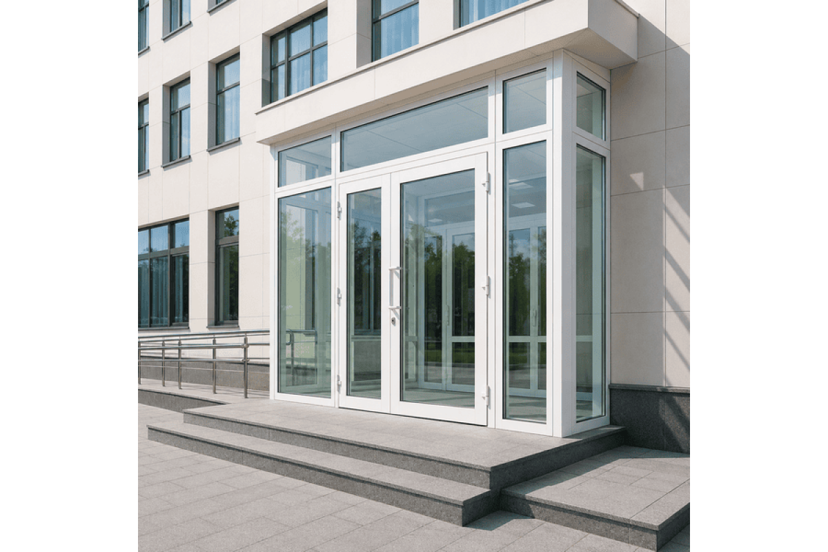 Металлопластиковый тамбур REHAU 4000*2600 мм белый