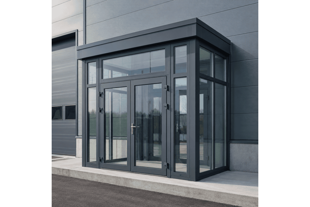 Металлопластиковый тамбур REHAU 3200*2700 мм антрацит