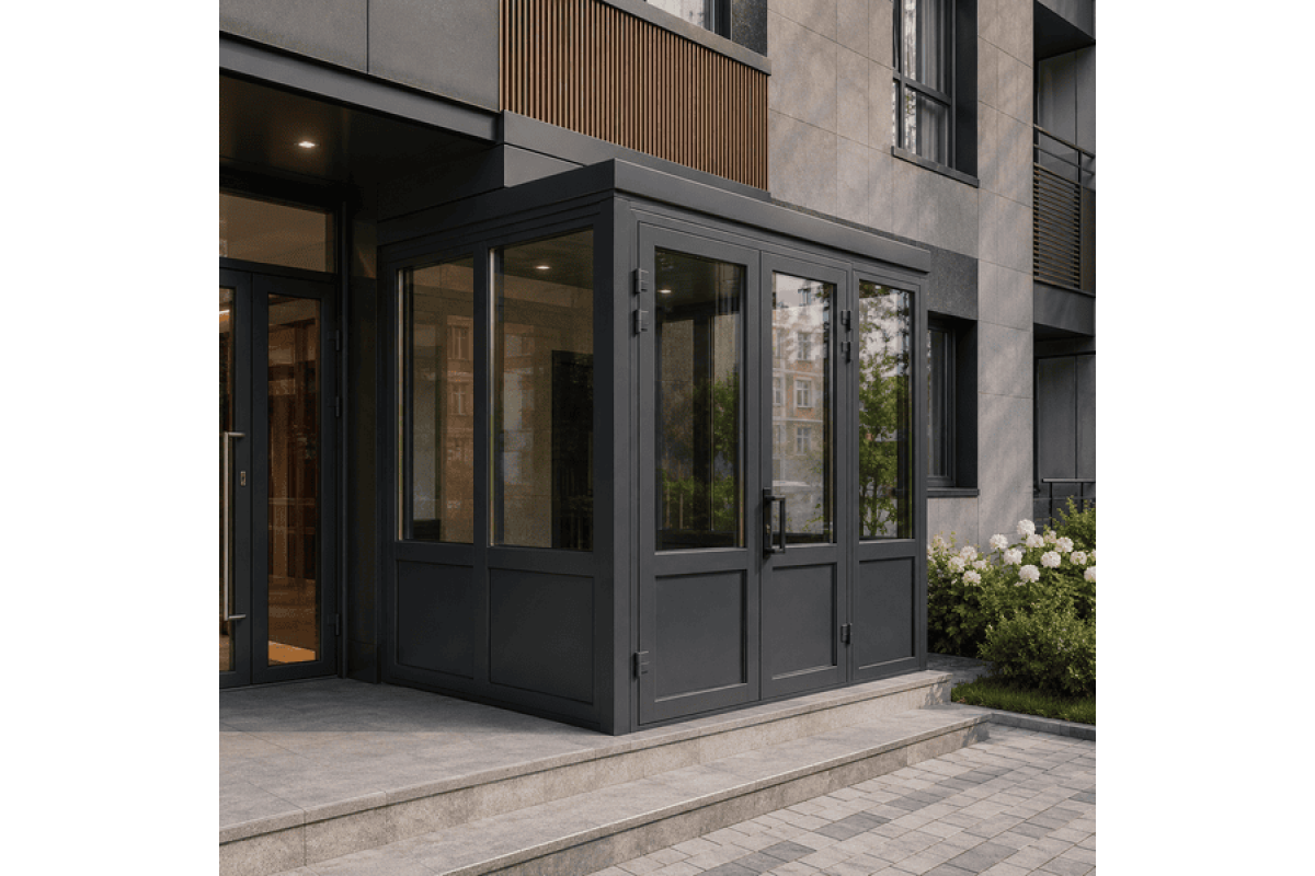 Металопластиковий тамбур REHAU 2900*2400 мм антрацит