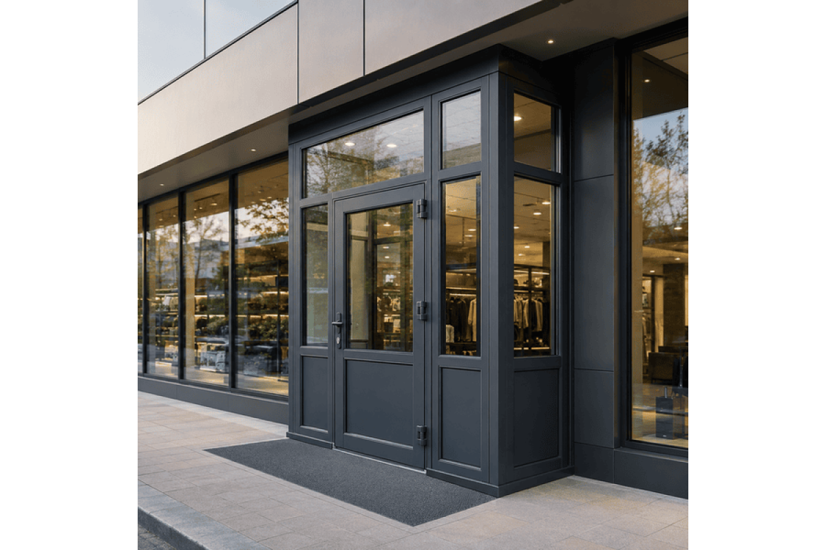 Металлопластиковый тамбур REHAU 3700*2500 мм антрацит
