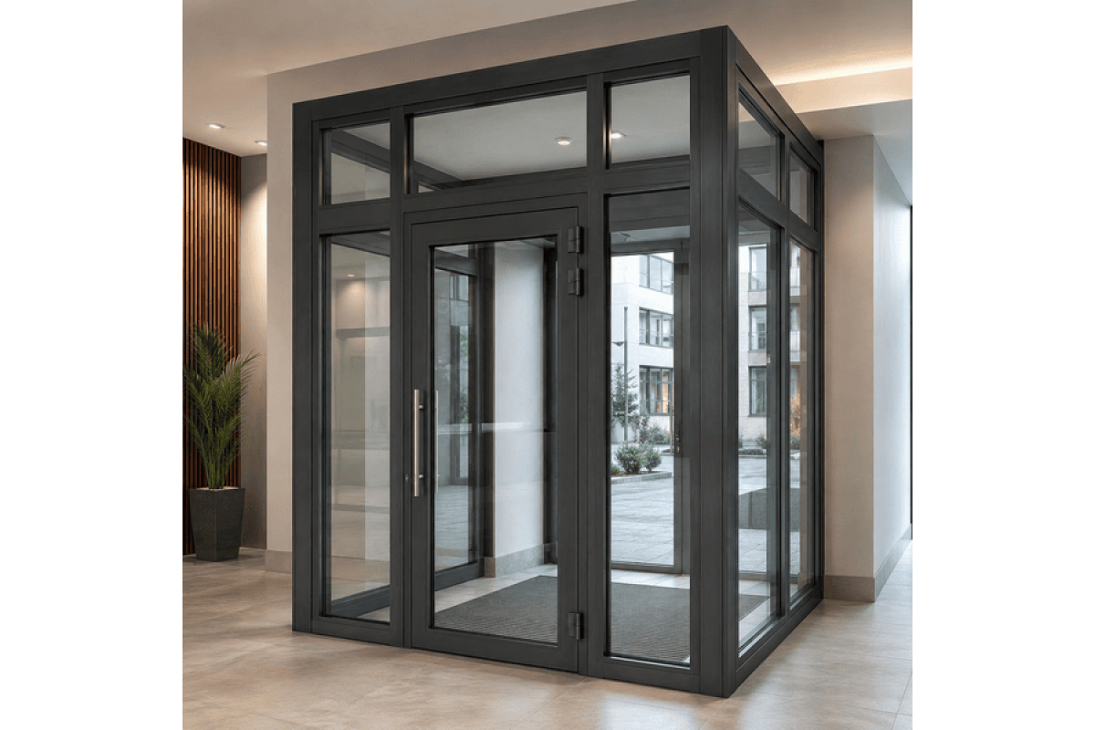 Тамбур металопластиковий внутрішній REHAU 4100*2600 мм антрацит