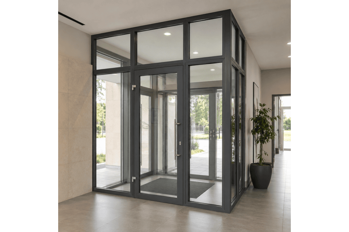 Тамбур металопластиковий внутрішній REHAU 4300*2600 мм антрацит