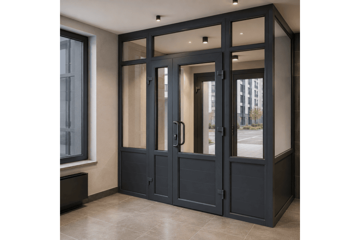 Тамбур металопластиковий внутрішній REHAU 3300*2600 мм антрацит