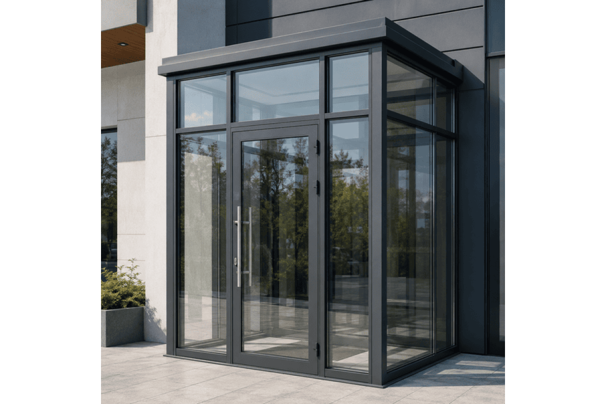 Скляний алюмінієвий тамбур ALULIGHT 2700*2200 мм антрацит