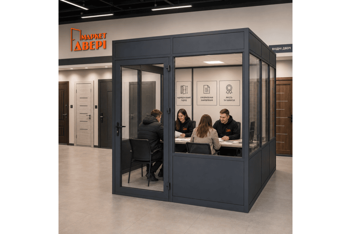 Тамбур алюмінієвий для приміщення ALULIGHT 3800*2600 мм антрацит