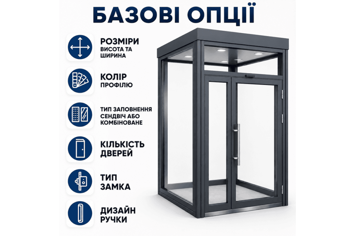 Тамбур алюминиевый для помещений ALULIGHT 4000*2500 мм антрацит