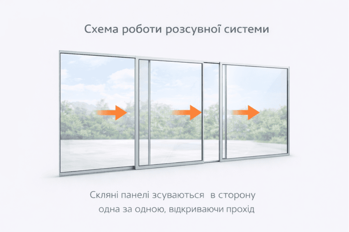 Тепле скління тераси рамна розсувна слайдинг-система Spaceplus з профілем скло триплекс 4000*3000 мм