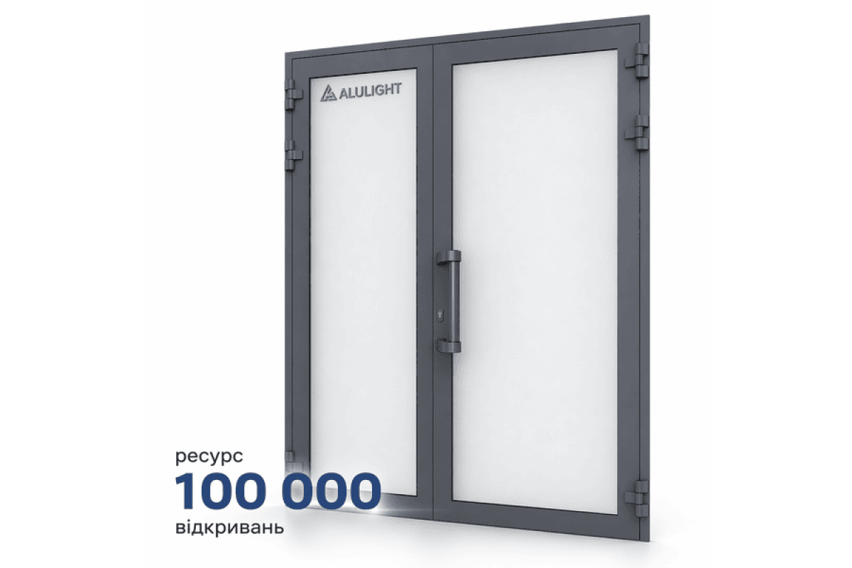 Алюминиевые входные двери для магазина из холодного профиля ALULIGHT C45 антрацит 1800*2200 мм